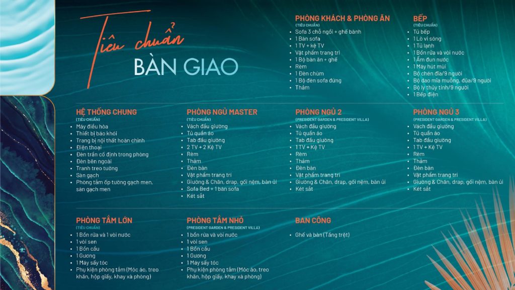 Tiêu Chuẩn Bàn Giao Royal Mansions Phan Thiết